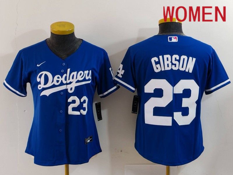 Women Los Angeles Dodgers #23 Gibson Blue Nike Game 2024 MLB Jersey style 4->women mlb jersey->Women Jersey